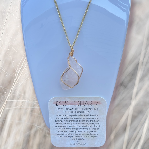 Rose Quartz Romance Crystal Pendant | Aphrozodiac - Picture 1 of 5